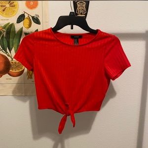 red tie crop top